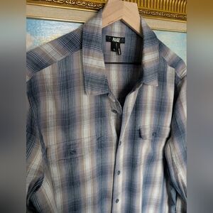 PAIGE Gray and Blue Plaid Button-Down Shirt